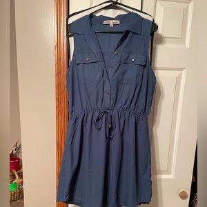 Dusty blue collared dress